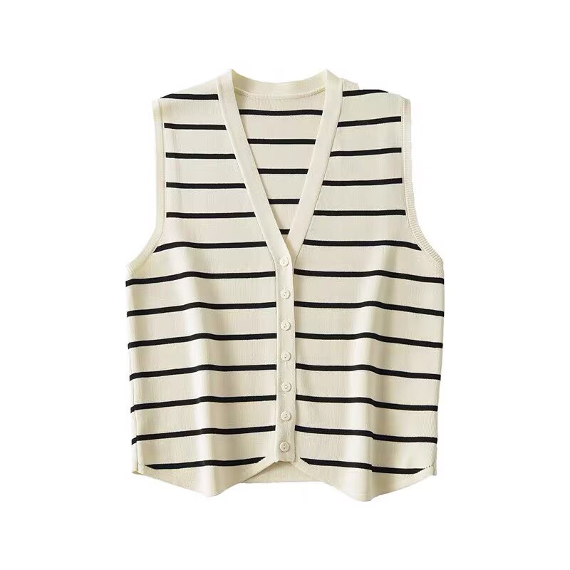 Sewing Vest - French striped knit vest women's autumn/winter