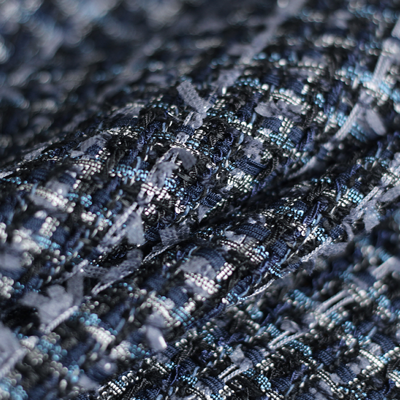Sewing Tweed Fabric - Red raspberry 550g Deep blue gray