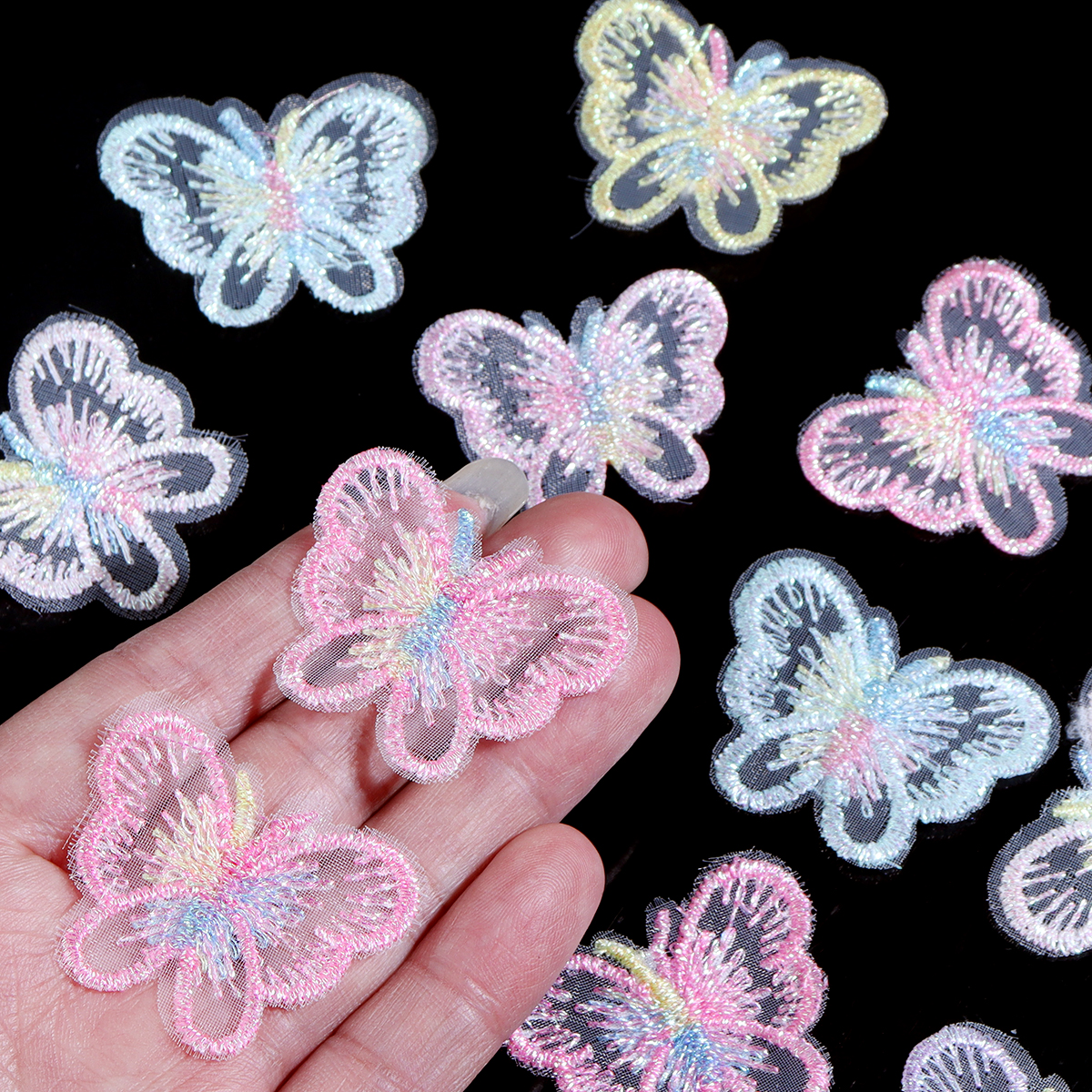 Sewing Art - 20Pcs 3X4CM Butterfly Cloth Patches Colorful