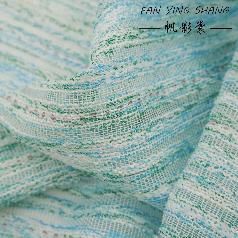 Green Sky Blue White Sequin Tw - đánh giá và giá Sewing Tweed Fabric