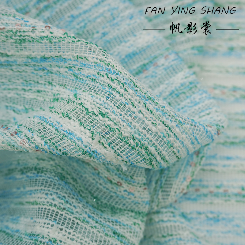 Green Sky Blue White Sequin Tw - đánh giá và giá Sewing Tweed Fabric