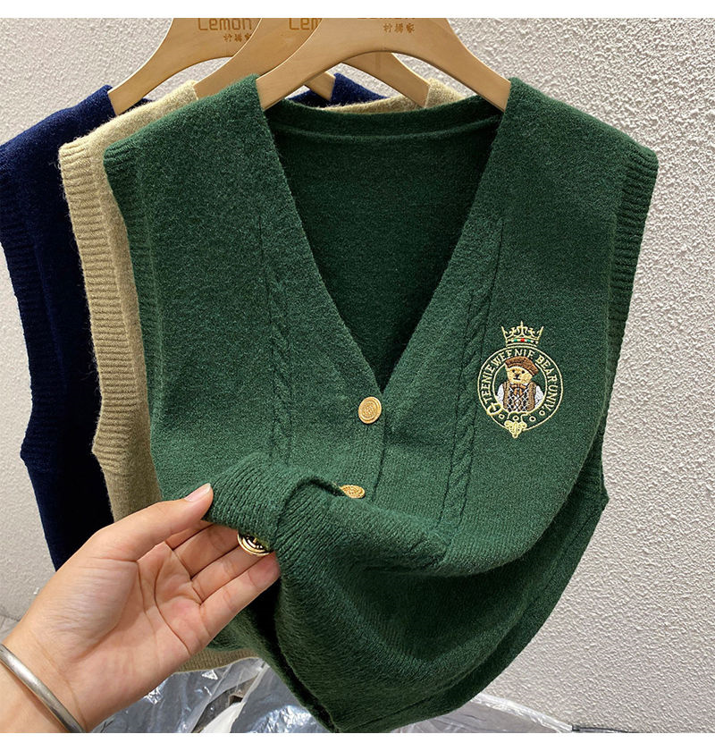 New Embroidered Bear Knitted L - đánh giá và giá Sewing Vest