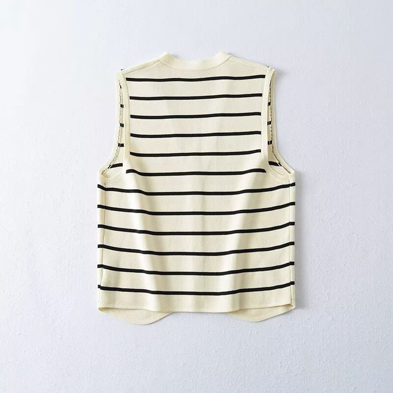 French striped knit vest women - đánh giá và giá Sewing Vest