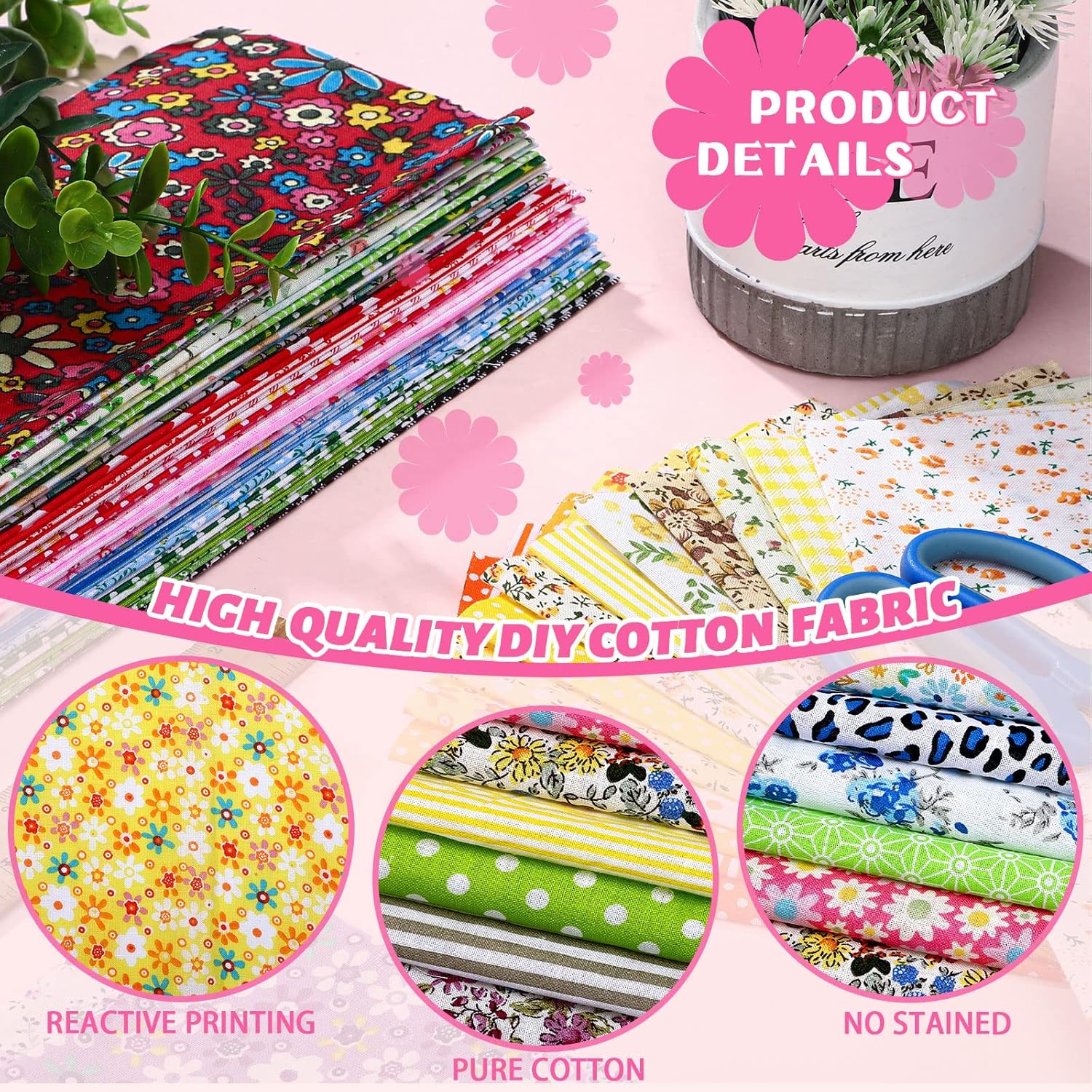 50PCS/100PCS 100% Cotton Fabri - đánh giá và giá Sewing Tweed Fabric
