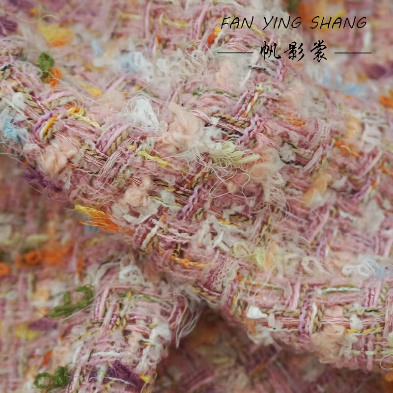 2025 Pink Color Weaving Plaid  - đánh giá và giá Sewing Tweed Fabric