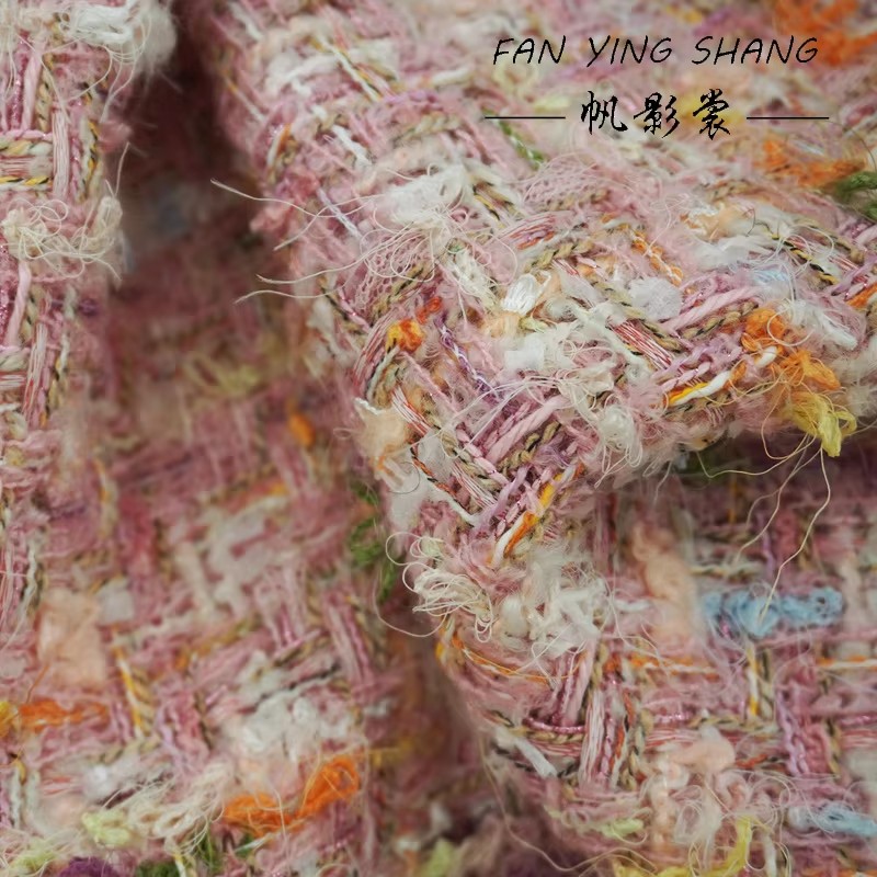 2025 Pink Color Weaving Plaid  - đánh giá và giá Sewing Tweed Fabric