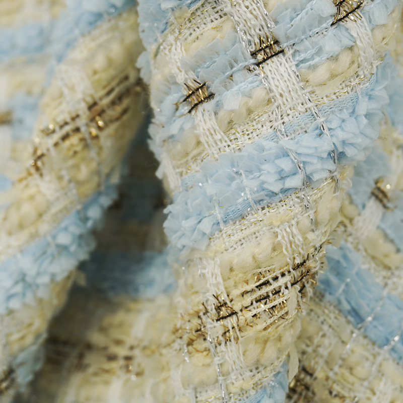 Blue Gold Interlace Plaid Twee - đánh giá và giá Sewing Tweed Fabric
