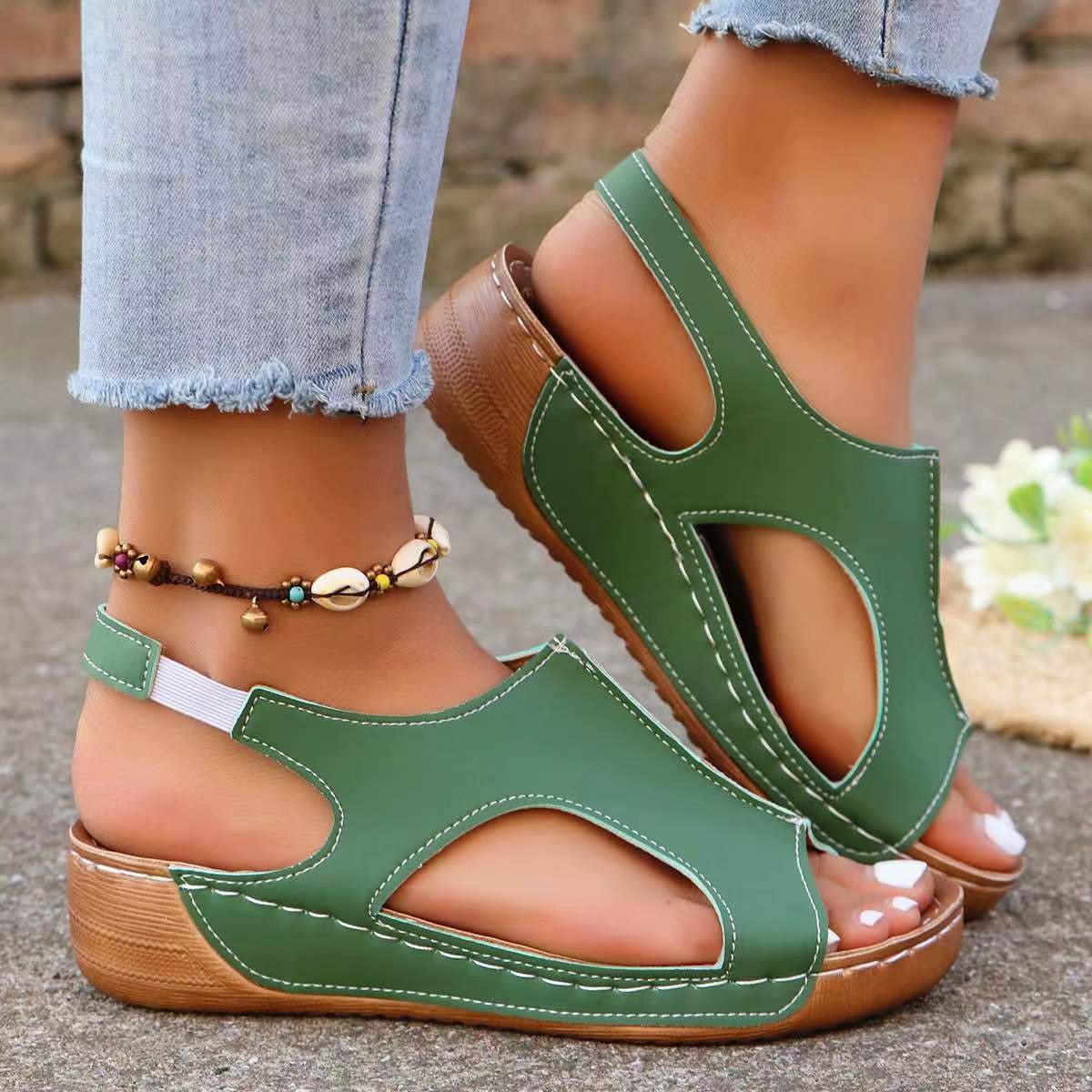 Women's Comfort Wedges Sandals - đánh giá và giá Elastic Waistband Roll