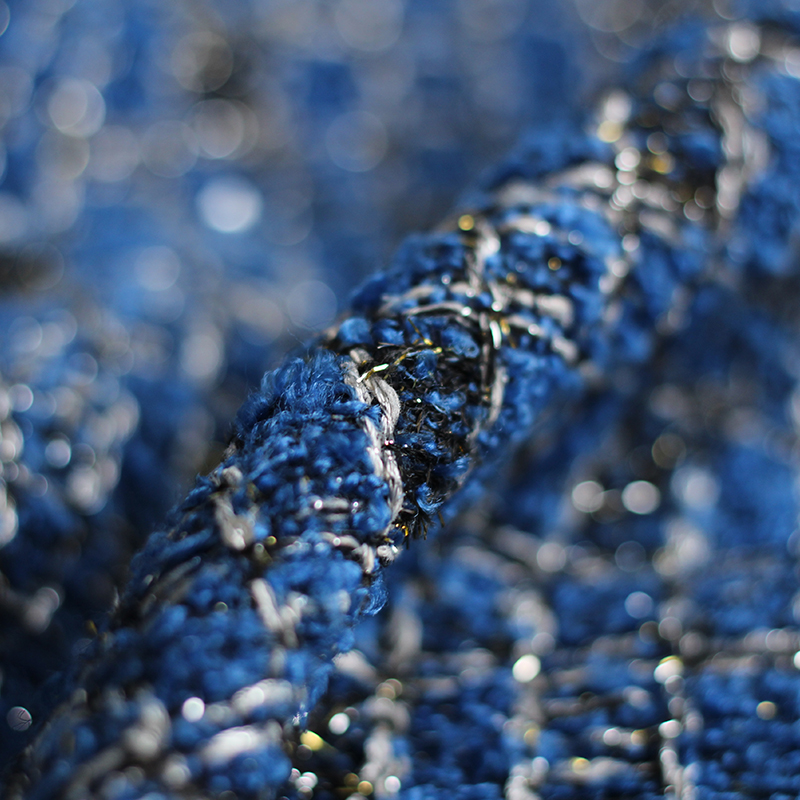 Blue Color Lattice Pattern Yar - đánh giá và giá Sewing Tweed Fabric