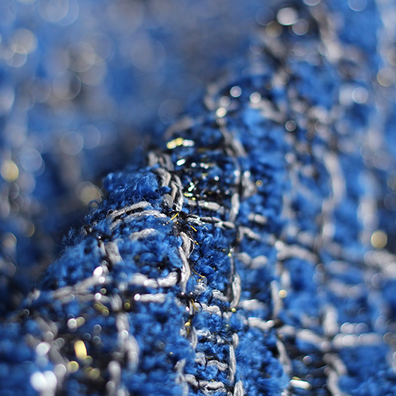 Blue Color Lattice Pattern Yar - đánh giá và giá Sewing Tweed Fabric