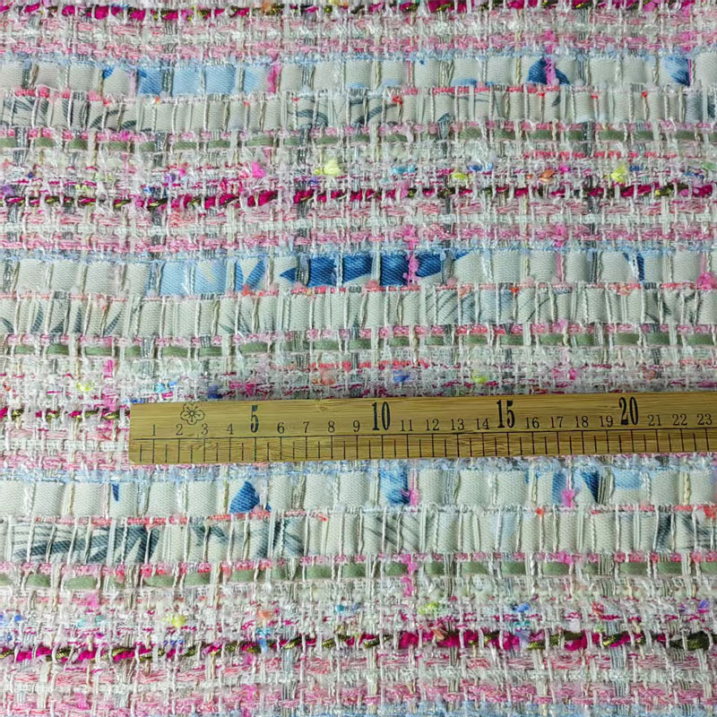 Pink and White Woven Ribbon Ya - đánh giá và giá Sewing Tweed Fabric