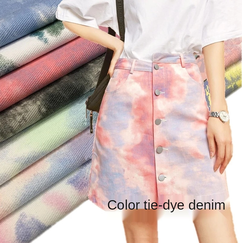 Color Tie Dye Washed Denim Fab - đánh giá và giá Sewing Tie Dye