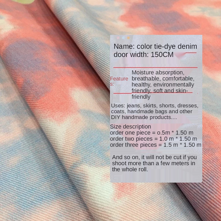 Color Tie Dye Washed Denim Fab - đánh giá và giá Sewing Tie Dye
