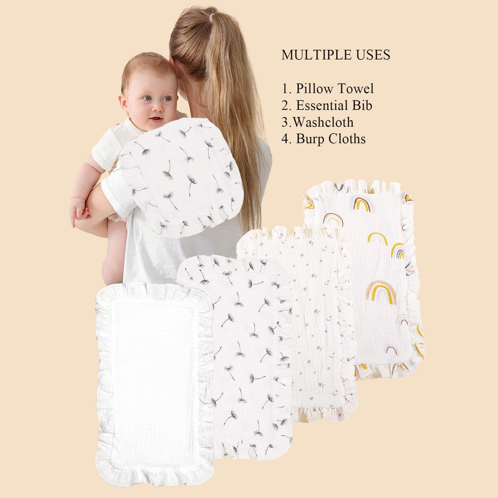 4 pcs/set Soft Muslin Cotton G - đánh giá và giá Shoulder Pad Set In