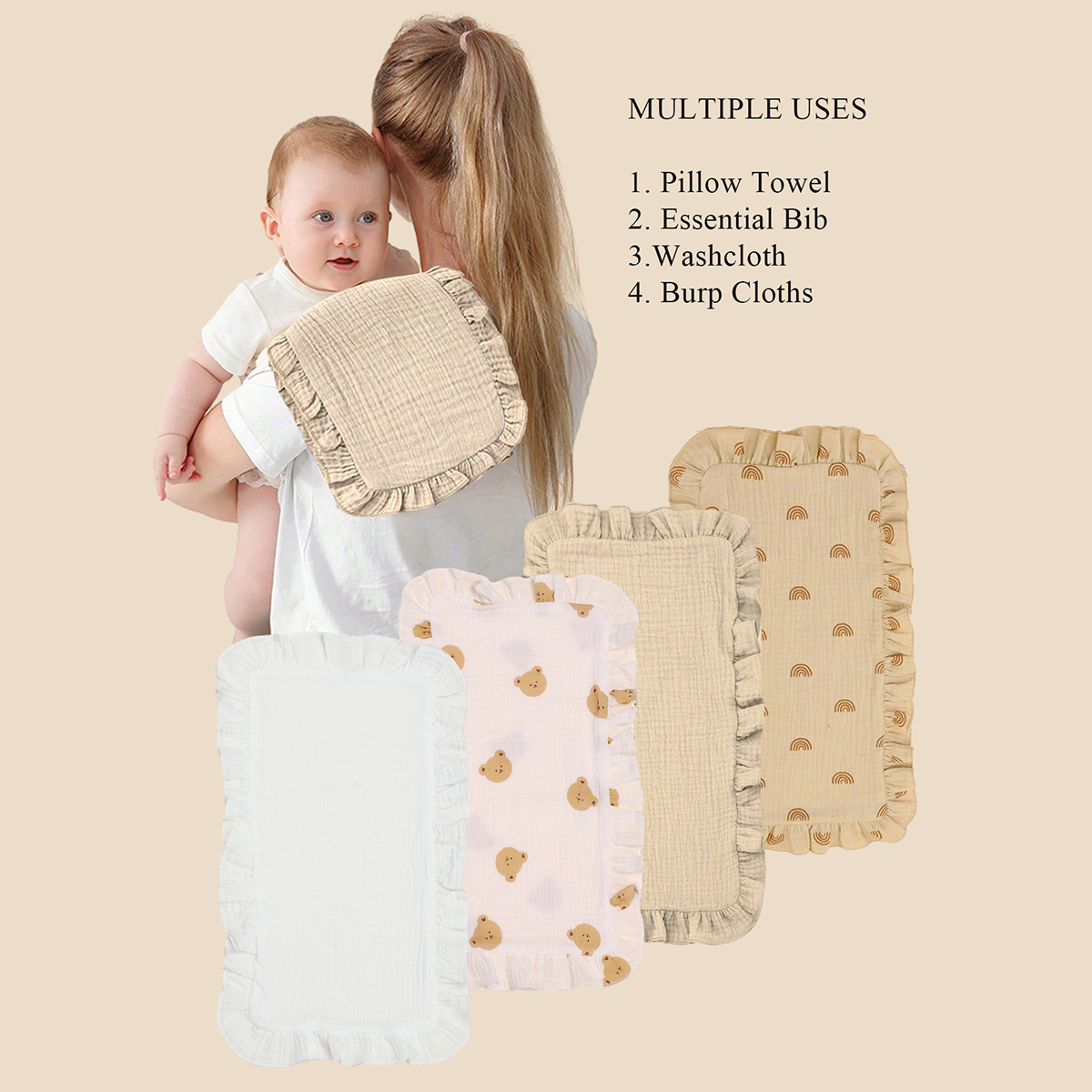 4 pcs/set Soft Muslin Cotton G - đánh giá và giá Shoulder Pad Set In