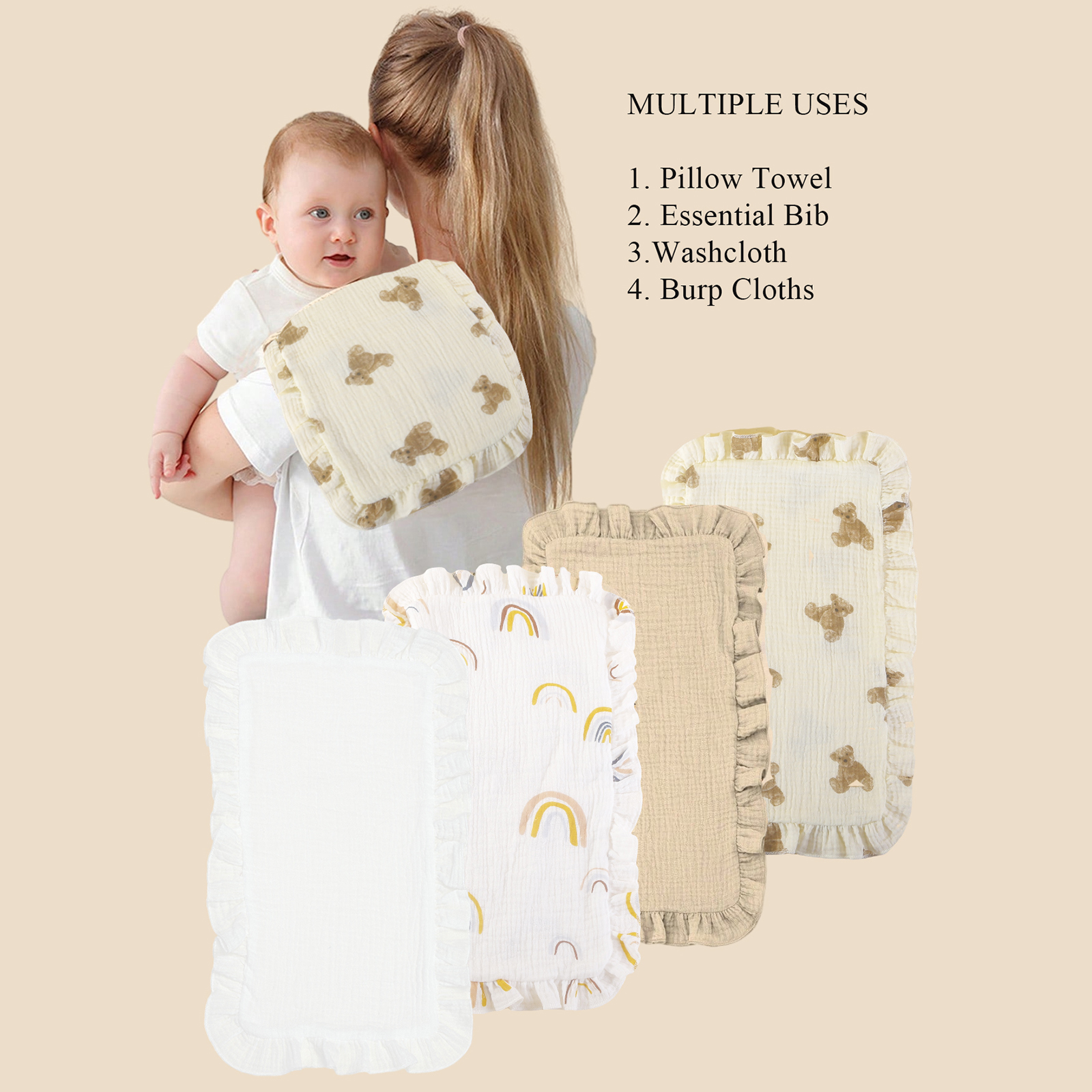 4 pcs/set Soft Muslin Cotton G - đánh giá và giá Shoulder Pad Set In