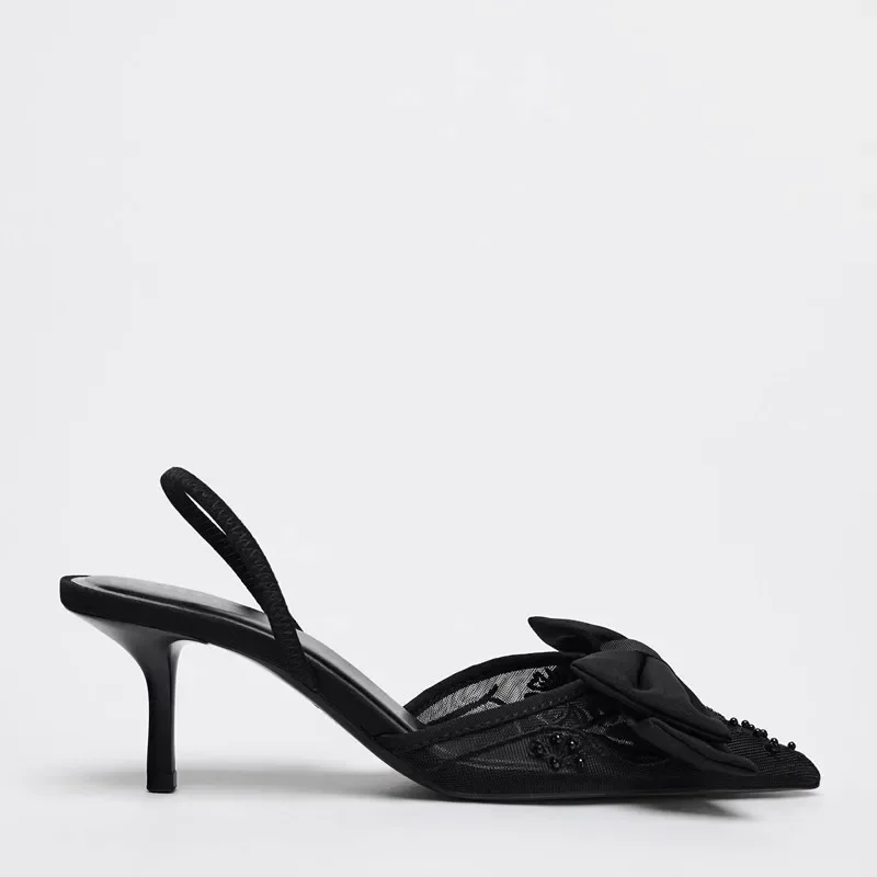 Black Mesh String Beads Heeled - đánh giá và giá Elastic Waistband Roll