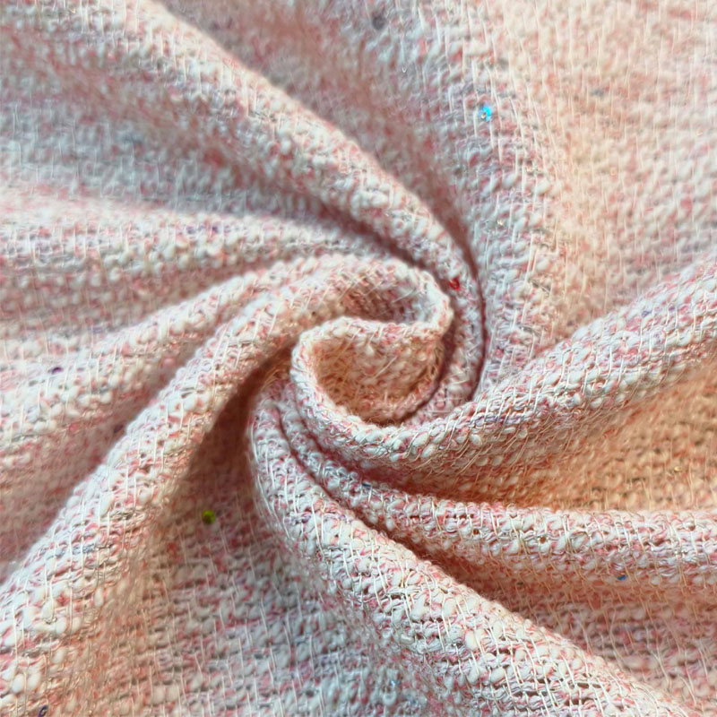 Light Pink Color With Sequin Y - đánh giá và giá Sewing Tweed Fabric