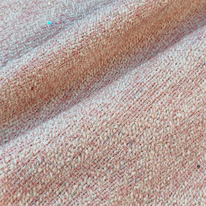 Light Pink Color With Sequin Y - đánh giá và giá Sewing Tweed Fabric
