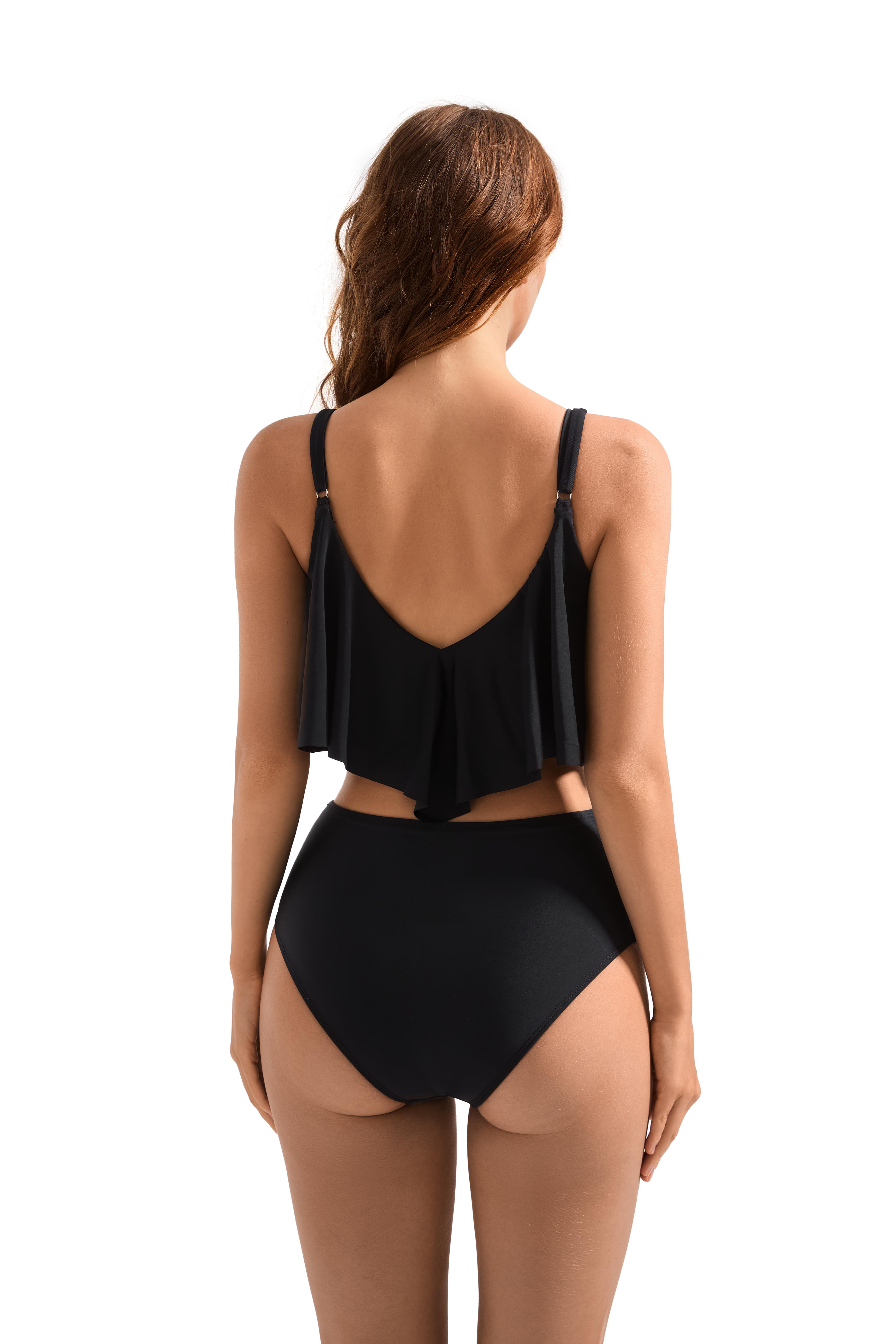Women Ruffled Tankini Set Padd - đánh giá và giá Shoulder Pad Set In